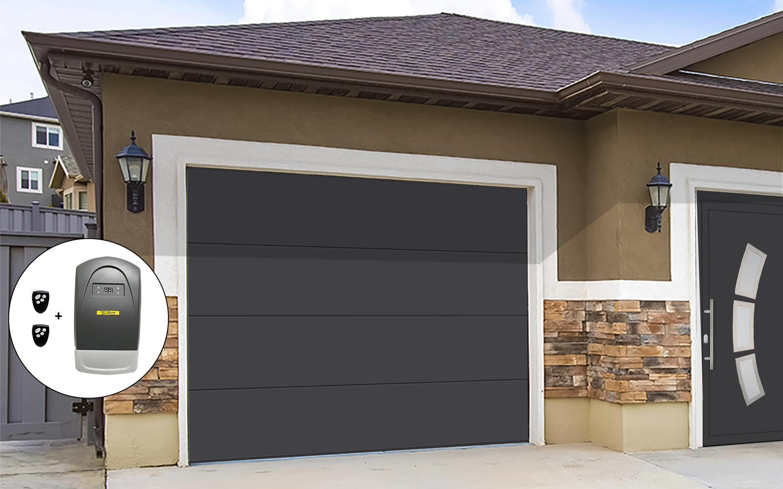 Porte de garage sectionnelle à panneaux lisses  2400 x 2000 gris anthracite